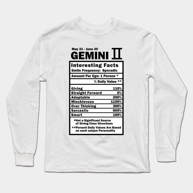 Gemini Zodiac Personality Traits - Male Female Gender Neutral Long Sleeve T-Shirt by WendyMarie
